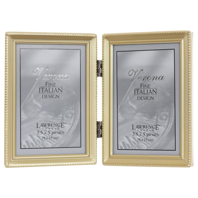 Lawrence Frames Bead Border Design, 3.5x5 Double, Satin Gold - Image 2